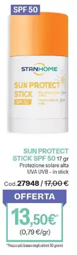 Stanhome Stanhome sun protect stick spf 50 offerta