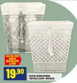 Risparmio Casa Cesta biancheria intrecciata bianca offerta