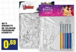 Risparmio Casa Set 3 quadretti da colorare personaggi assortiti offerta
