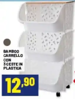 Risparmio Casa Bamboo carrello con 3 ceste in plastica offerta