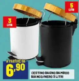 Risparmio Casa Cestino bagno bamboo bianco/nero offerta