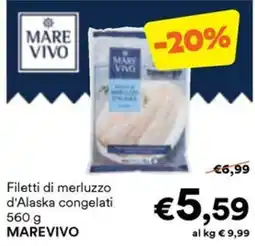 Unes Filetti di merluzzo d'Alaska congelati MAREVIVO offerta
