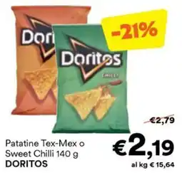 Unes Patatine Tex-Mex o Sweet Chilli DORITOS offerta