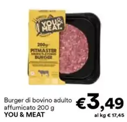 Unes Burger di bovino adulto affumicato YOU & MEAT offerta