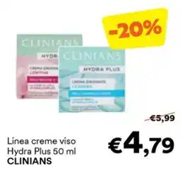 Unes Linea creme viso Hydra Plus 50 ml CLINIAN offerta