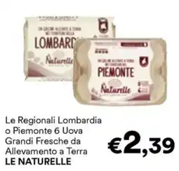 Unes Le Regionali Lombardia o Piemonte 6 Uova Grandi Fresche da Allevamento a Terra LE NATURELLE offerta