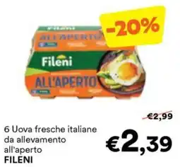 Unes Uova fresche italiane all'aperto Fileni offerta