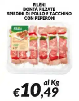 Supermercati Visotto Fileini bontà filzate spiedini di pollo e tacchino con peperoni offerta