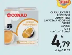 Conad Superstore Capsule caffè espresso compatibili Lavazza a modo mio Conad offerta