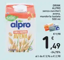 Conad Superstore Drink Alpro senza zuccheri avena, mandorla tostata offerta