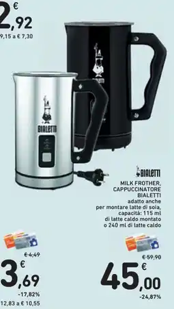 Conad Superstore Milk Frother, Cappuccinatore Bialetti offerta