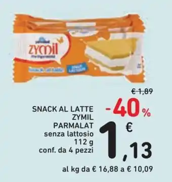 Snack al latte Zymil Parmalat senza lattosio