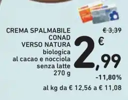Conad Superstore Crema spalmabile Conad verso natura biologica al cacao e nocciola offerta