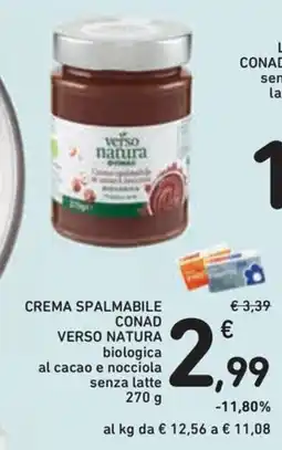 Conad Superstore Crema spalmabile Conad verso natura biologica al cacao e nocciola senza latte offerta