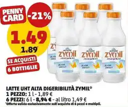PENNY Latte UHT alta digeribilità Zymil offerta