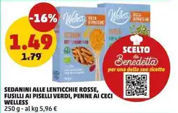PENNY Sedanini alle lenticchie rosse, fusilli ai piselli verdi, penne ai ceci Welless offerta