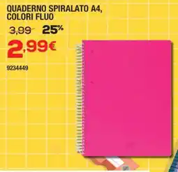 Bricofer Quaderno spiralato A4, colori fluo offerta