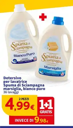Sigma Detersivo per lavatrice Spuma di Sciampagna marsiglia, bianco puro offerta