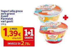 Sigma Yogurt alla greca zero grassi Zymil Parmalat offerta