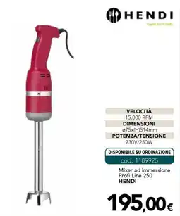 Altasfera Mixer ad immersione Profi Line 250 Hendi offerta
