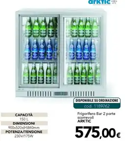Altasfera Frigorifero Bar 2 porte scorrevoli ARKTIC offerta