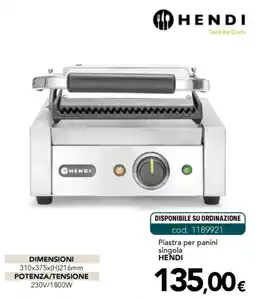 Altasfera Piastra per panini singola Hendi offerta