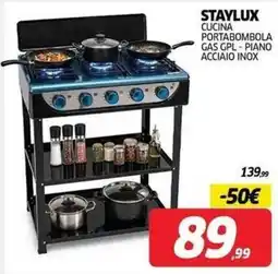 Telitaly Staylux cucina portabombola gas gpl - piano acciaio inox offerta