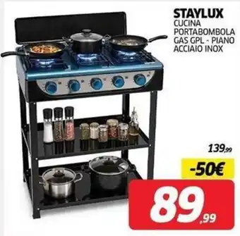 Staylux cucina portabombola gas gpl - piano acciaio inox