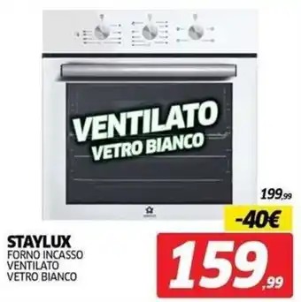 Staylux forno incasso ventilato vetro bianco