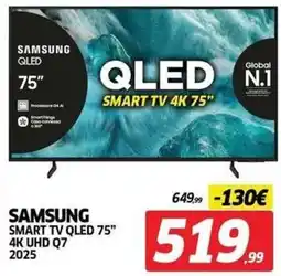 Telitaly Samsung Smart TV QLED 75" 4K UHD Q7 2025 offerta