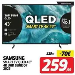 Telitaly Samsung Smart TV QLED 43" 4K UHD Serie Q7 2025 offerta