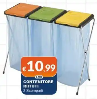 Contenitore rifiuti 3 scomparti