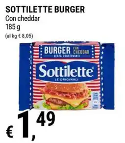 Tre Valli Supermercato Sottilette burger con cheddar offerta