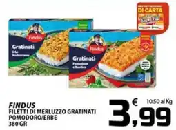 SpesaPiù Supermercati Findus filetti di merluzzo gratinati pomodoro/erbe offerta