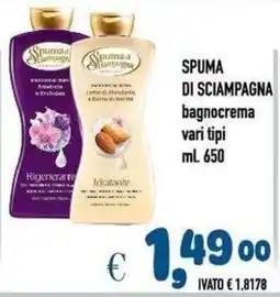 Del Prete Distribuzioni Spuma di sciampagna bagnocrema offerta