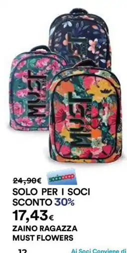 Ipercoop Zaino ragazza must flowers offerta