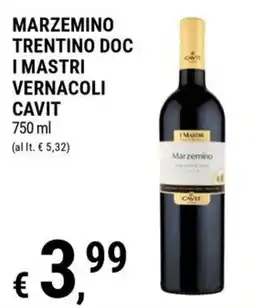 Tre Valli Supermercato Marzemino I Mastri Vernacoli Cavit offerta