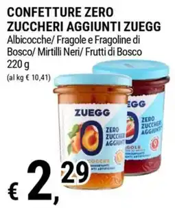 Tre Valli Supermercato Confettura zero zuccheri aggiunti Zuegg offerta