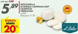 Italmark Mozzarella di bufala campana dop caseificio cirigliana offerta