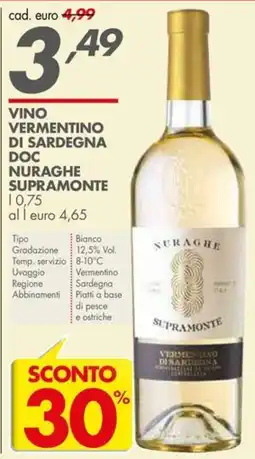 Italmark Vino Vermentino di Sardegna DOC Nuraghe Supramonte offerta