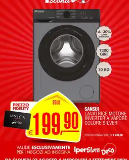 Deco Iperstore Sansui lavatrice motore inverter a vapore colore silver offerta