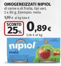 Ipercoop Omogeneizzati Nipiol mela offerta