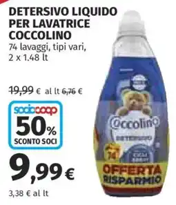 Ipercoop Detersivo liquido per lavatrice Coccolino offerta