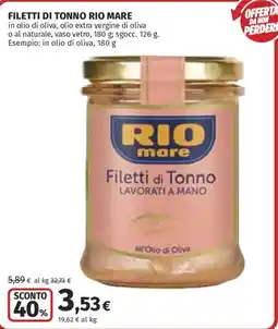 Ipercoop Filetti di Tonno Rio Mare offerta