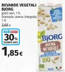 Ipercoop Bjorg bevande vegetali avena integrale offerta