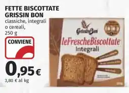 Ipercoop Fette biscottate Grissin Bon integrali offerta