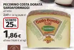 Ipercoop Pecorino Costa Dorata offerta