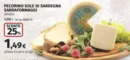 Ipercoop Pecorino sole di Sardegna Sardaformaggi offerta