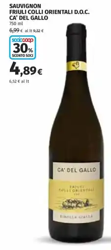 Ipercoop Sauvignon Friuli Colli Orientali D.O.C. Ca' Del Gallo offerta