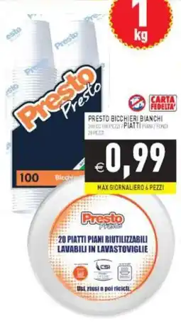 Pim Supermercati Presto bicchieri bianchi offerta